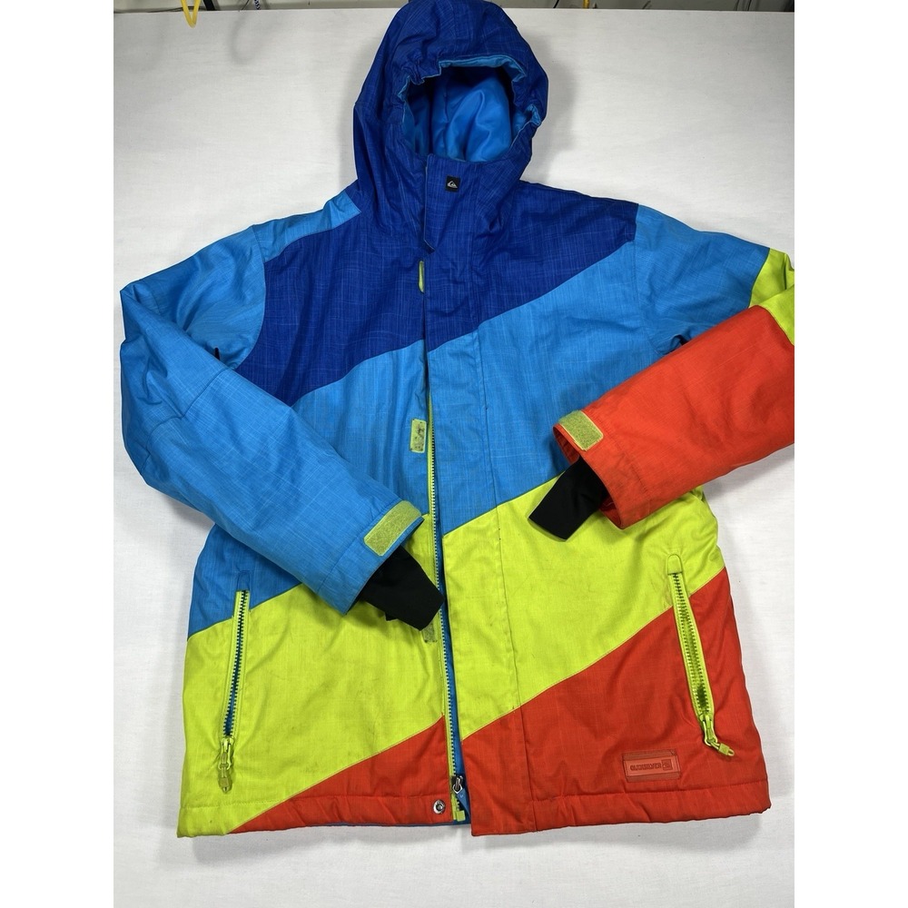 Quiksilver Utility Collection Ski Snowboard Jacket Colorblock Blue Green XL Boy